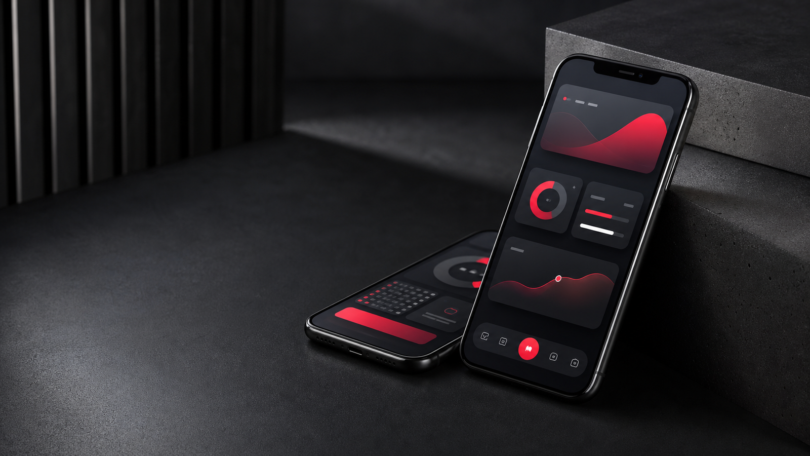 Mobile app interfaces on two smartphones