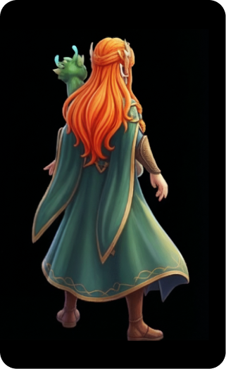 Back view exploration of the fantasy heroine