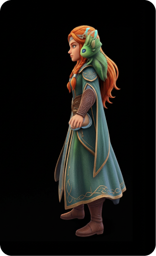 Side view exploration of the fantasy heroine