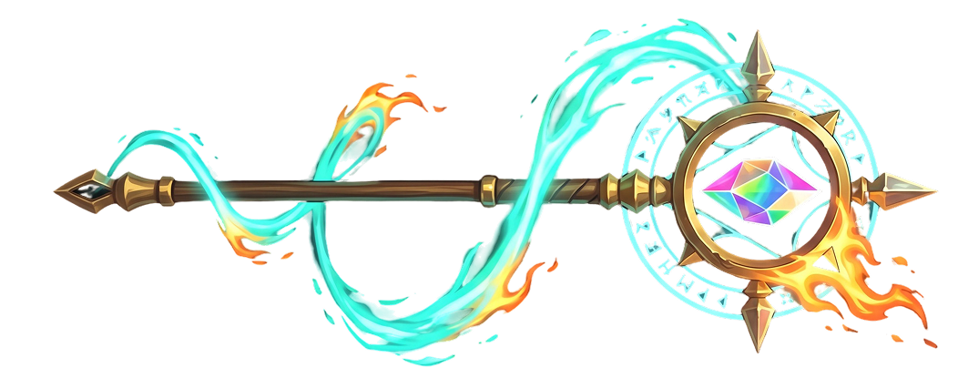 Fantasy staff concept with elemental magic and a crystal core