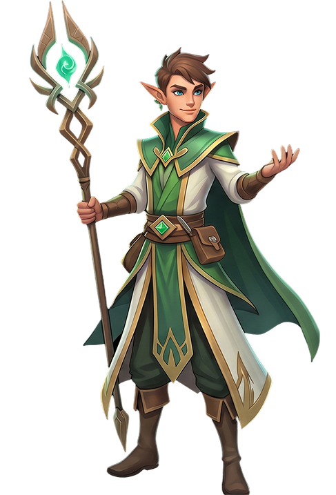 Front reference view of the elven mage concept