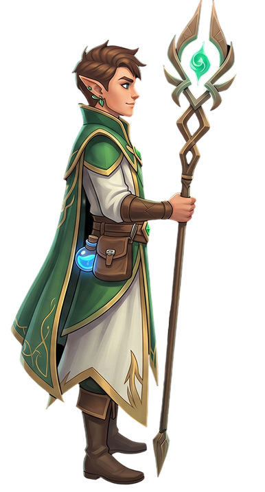 Side reference view of the elven mage concept