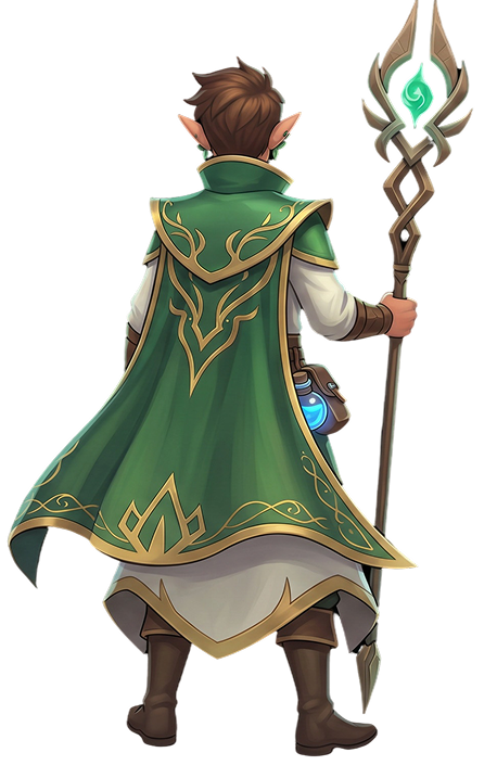 Back reference view of the elven mage concept