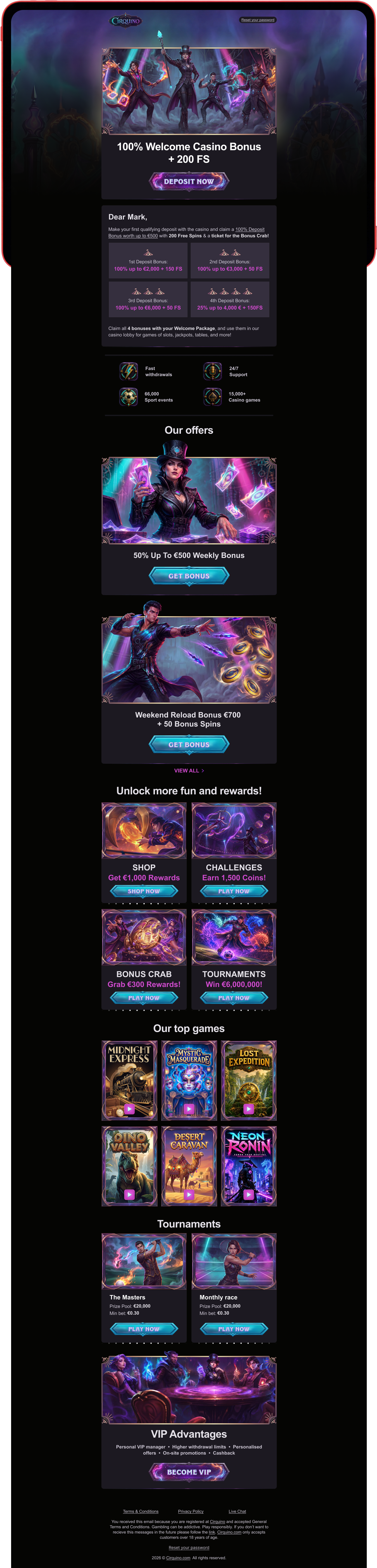 BetVero promotional email in desktop format