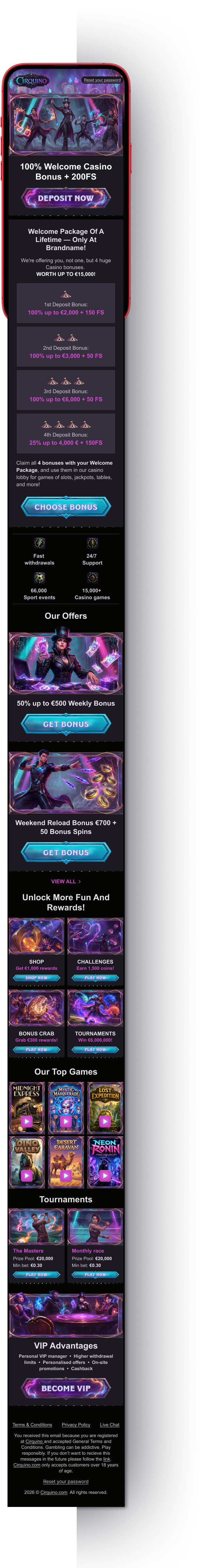 BetVero promotional email in mobile format