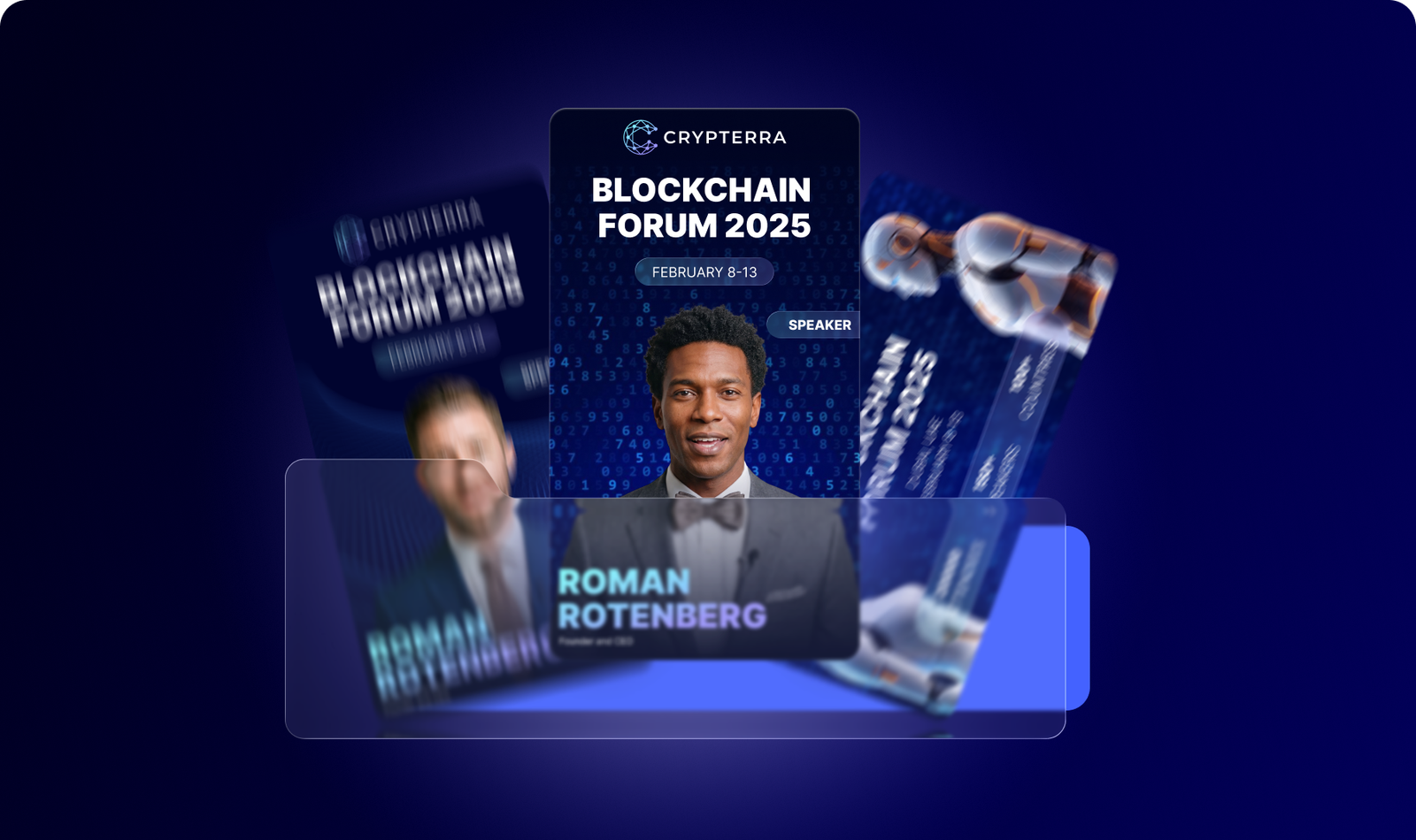 Blockchain Forum 2025 campaign materials and speaker graphics