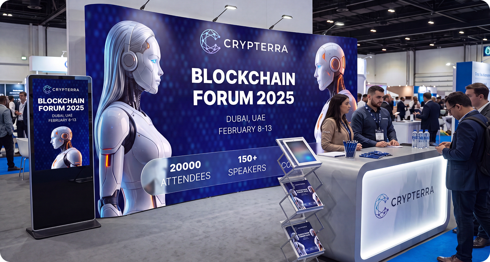 Blockchain Forum campaign applied to an exhibition stand