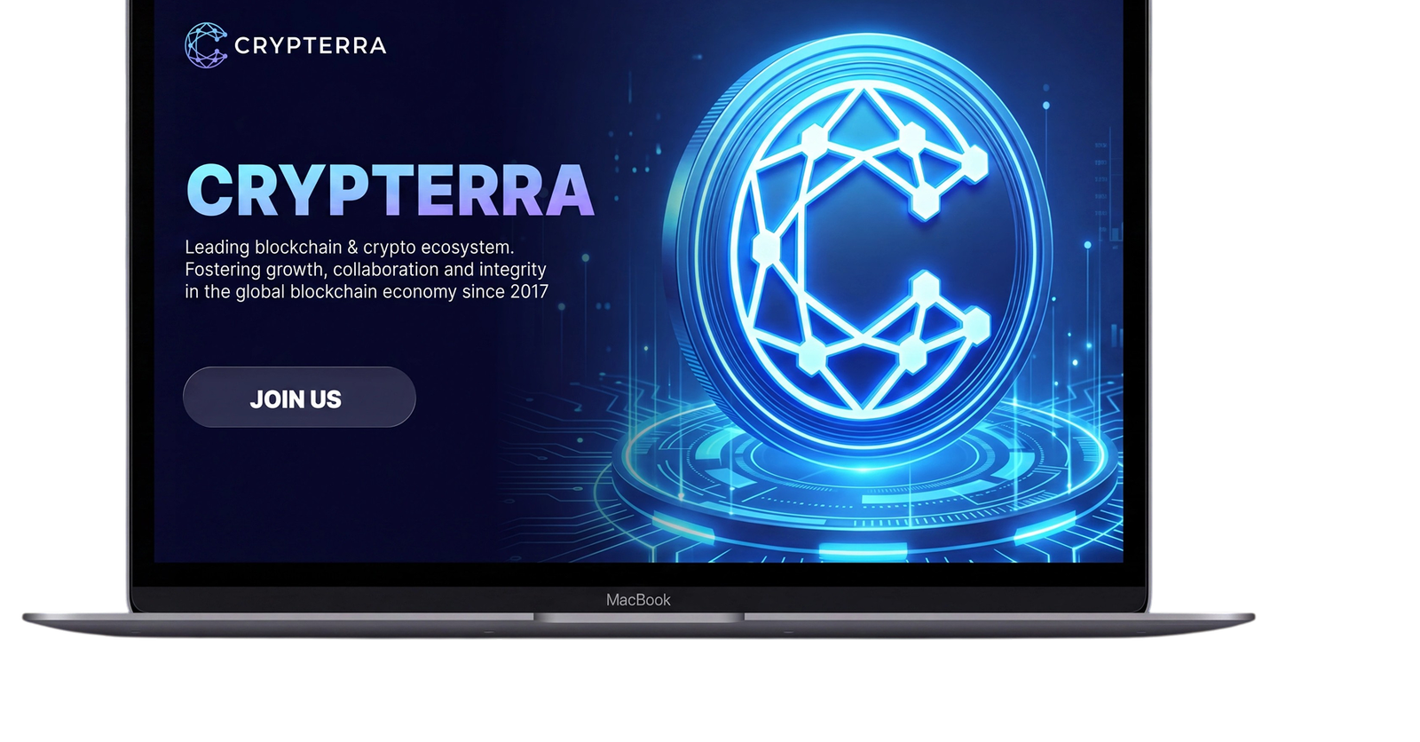 Crypterra Blockchain Forum desktop campaign design
