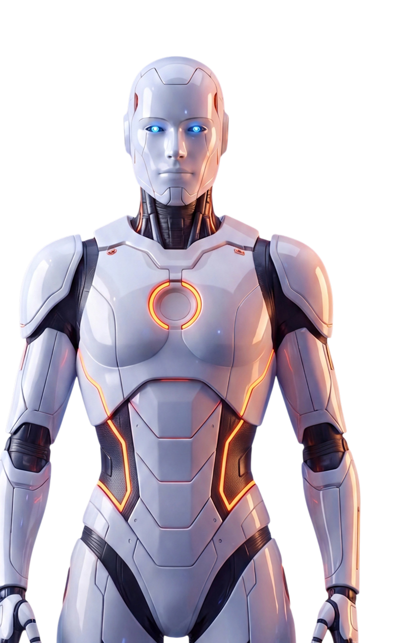 Futuristic robot character for the Blockchain Forum campaign