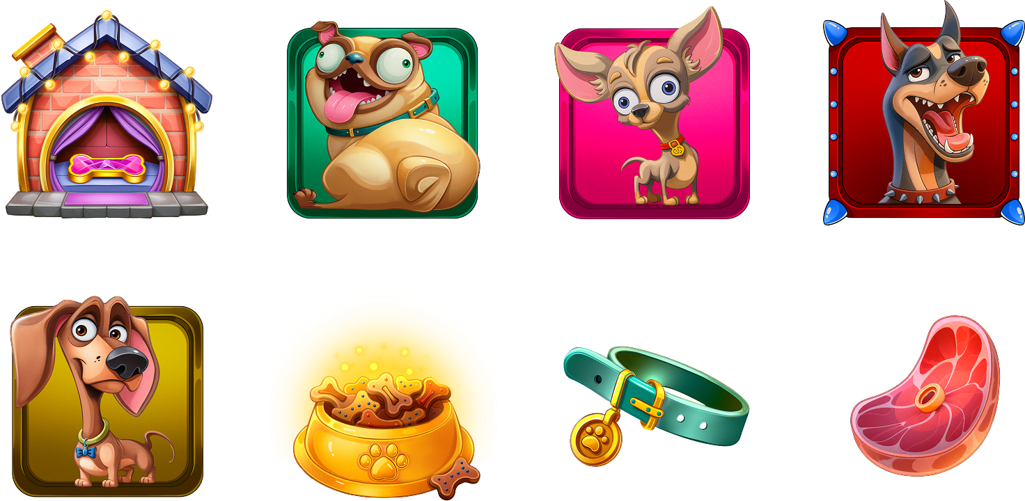 Final rendered CityDogs character and object symbols