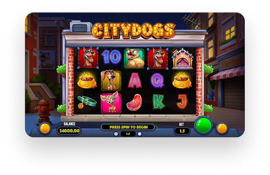CityDogs slot game in night mode
