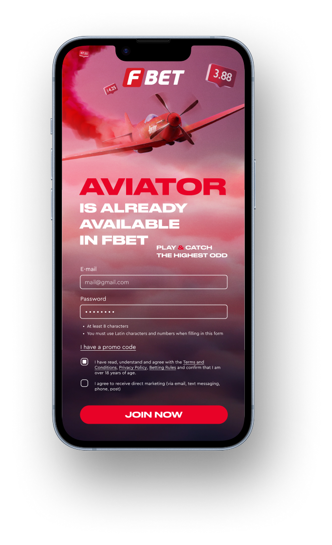 FBet Aviator mobile registration landing page