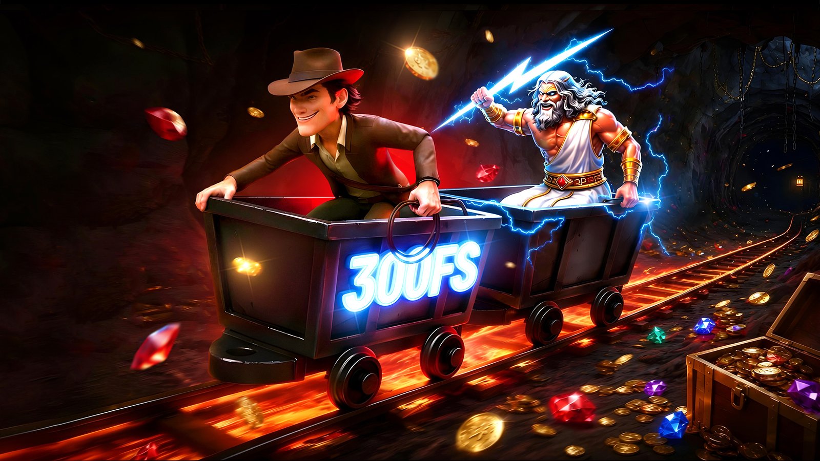 FoxyBet mine cart bonus campaign artwork