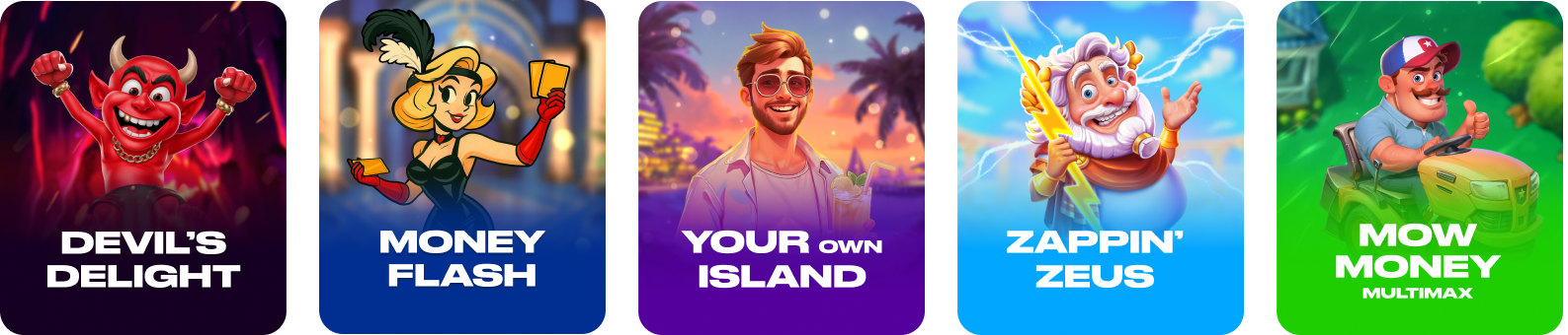 Five game cover variations using bold branded typography